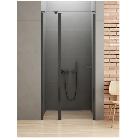 New Trendy New Soleo Black drzwi wnękowe pojedyncze wahadłowe z dodatkową ścianką wspornik równoległy 100cm