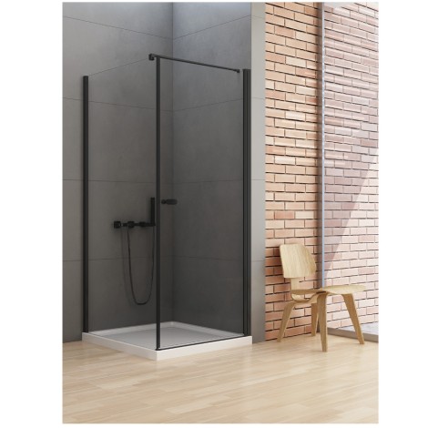 New Trendy New Soleo Black kabina prysznicowa wspornik równoległy, pojedyncze drzwi 80x80x195