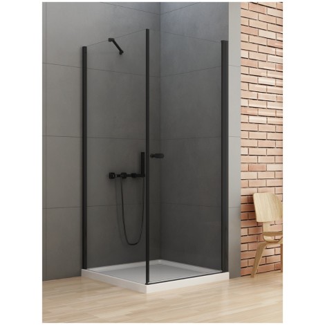 New Trendy New Soleo Black kabina prysznicowa wspornik skośny, pojedyncze drzwi 100x120x195