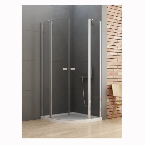 New Trendy New Soleo kabina prysznicowa półokrągła podwójne drzwi 80x80 cm chrom
