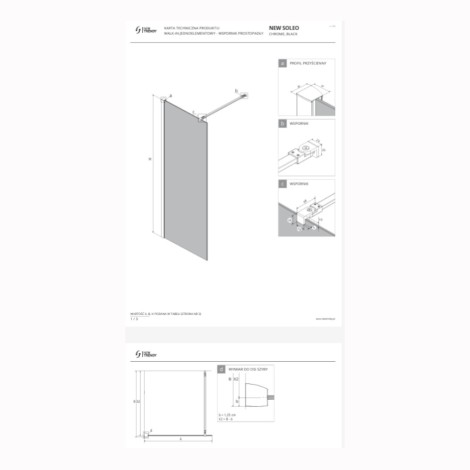 New Trendy New Soleo kabina prysznicowa walk-in, wspornik prostopadły 70x195 cm chrom