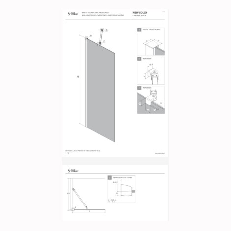 New Trendy New Soleo kabina prysznicowa walk-in 70x195 cm chrom