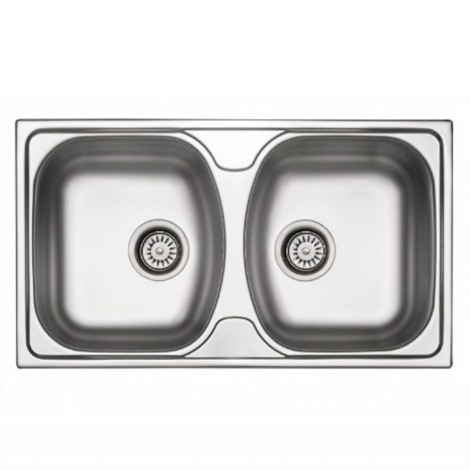 Deante Techno zlewozmywak stalowy 2-komorowy 79,0x44,0x13,0 cm satyna