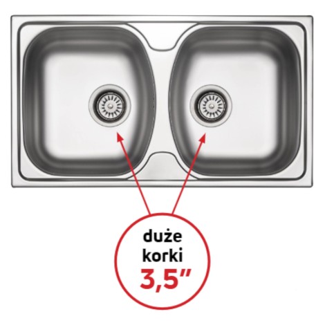 Deante Techno zlewozmywak stalowy 2-komorowy 79,0x44,0x13,0 cm dekor.