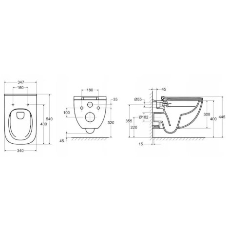 Roca Alegra miska wisząca Rimless z deską slim wolnoopadającą