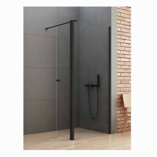New Trendy New Soloe Black kabina prysznicowa walk-in z dodatkową ścianką 80 cm czarna