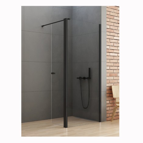 New Trendy New Soleo Black kabina prysznicowa walk-in z dodatkową ścianką 70 cm czarna