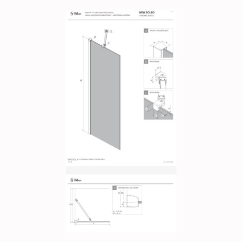 New Trendy New Soleo Black kabina prysznicowa walk-in 120 cm czarna