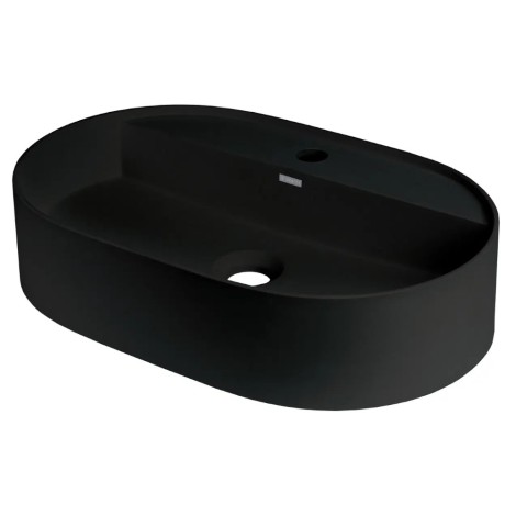 Deante Silia umywalka granitowa nablatowa z wyspą na baterię 55x35cm nero
