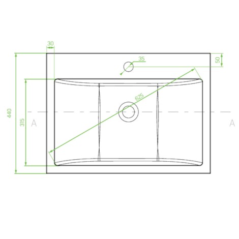 Laveo Albano umywalka meblowa granitowa beż 44x60x11 cm 