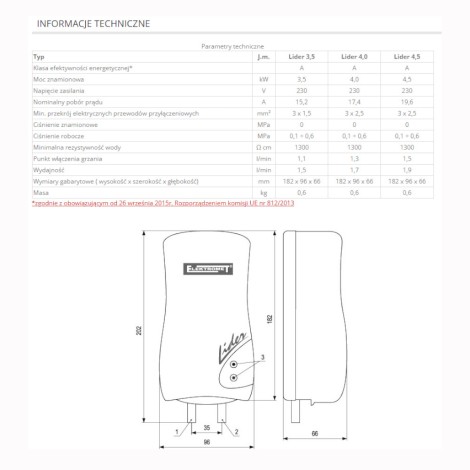 Elektromet LIDER 4,5kW przeoływowy ogrzewacz wody z baterią prysznicową chrom