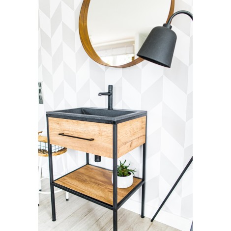 Laveo Albano umywalka meblowa granitowa czarna 44x60x11 cm 
