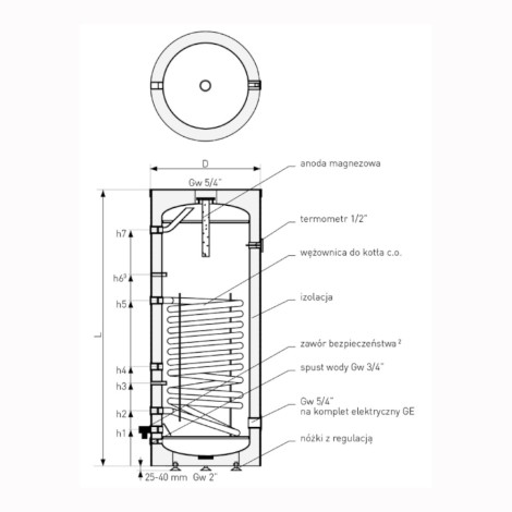 Galmet Mini Tower wymiennik c.w.u. z 1-wężownicą 100l stojący bez grzałki