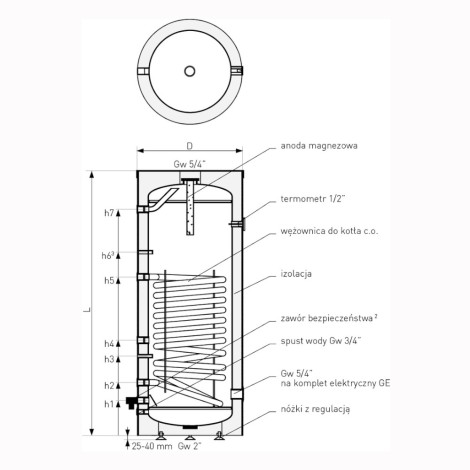 Galmet Mini Tower wymiennik c.w.u. z 1-wężownicą 140l stojący bez grzałki