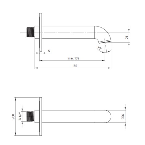 Deante Silia wylewka umywalkowo-wannowa 160mm brąz szczotkowany