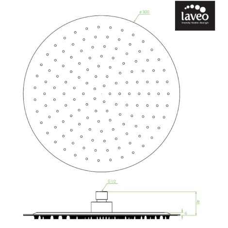 Laveo Rondo deszczownia górna 300 mm stal chrom