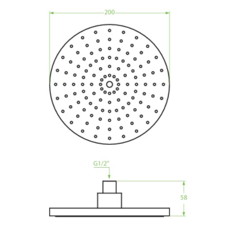 Laveo Rondo deszczownia górna 200 mm plastik chrom