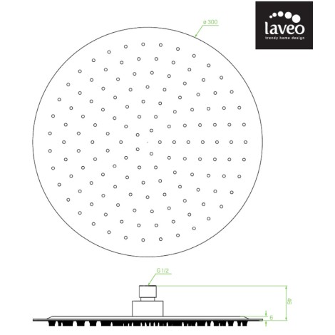 Laveo Rondo deszczownia górna 300 mm stal czarna