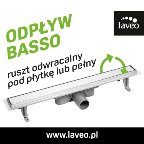 Laveo Basso odpływ liniowy przyścienny 70 cm czarny