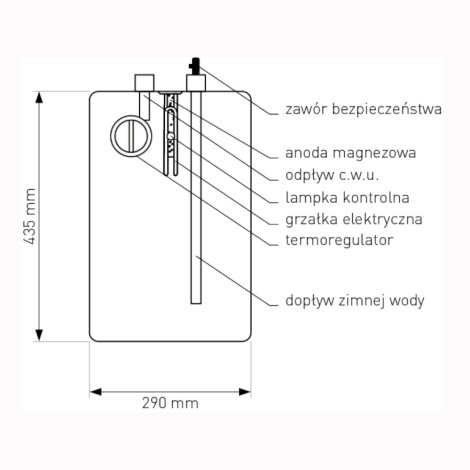 Galmet Fox elektryczny ogrzewacz wody 10l podumywalkowy
