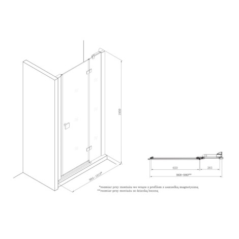 Roca Metropolis drzwi skrzydłowe z polem stałym 100cm