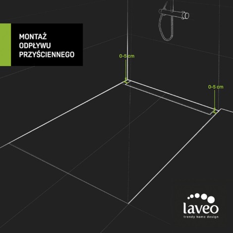 Laveo Basso odpływ liniowy przyścienny 70cm