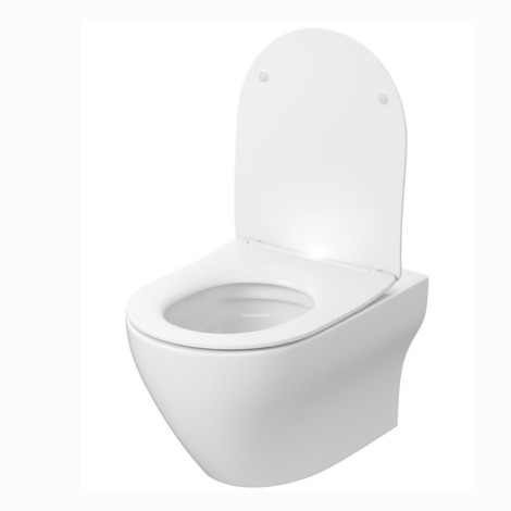 Cersanit Larga Pro Oval miska zawieszana ze spłukiwaniem wirowym z deską duroplastową slim, wolnoop