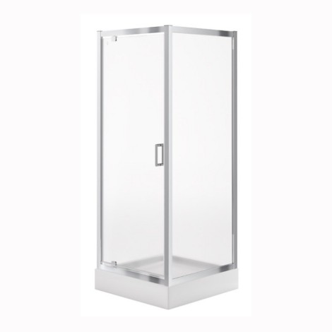 Cersanit Arteco kabina prysznicowa kwadratowa, szkło transparentne 80x80x190 cm chrom plus brodzik Tako 16 cm biały