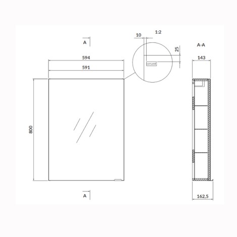 Cersanit Larga szafka lustrzana 60 cm antracyt