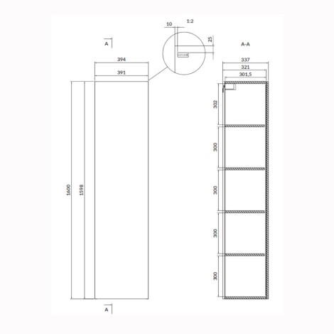 Cersanit Larga słupek 160 cm antracyt