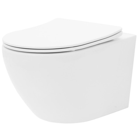 Rea Carlo mini WC wisząca bezkołnierzowa z deską wolnoopadającą