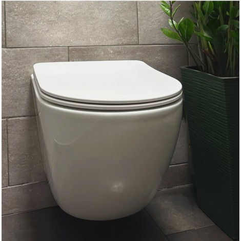 Rea Carlo mini WC wisząca bezkołnierzowa z deską wolnoopadającą