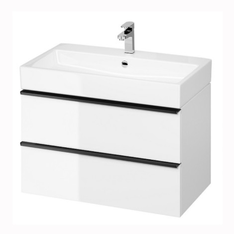 Cersanit Virgo szafka podumywalkowa, czarne uchwyty 80 cm biała