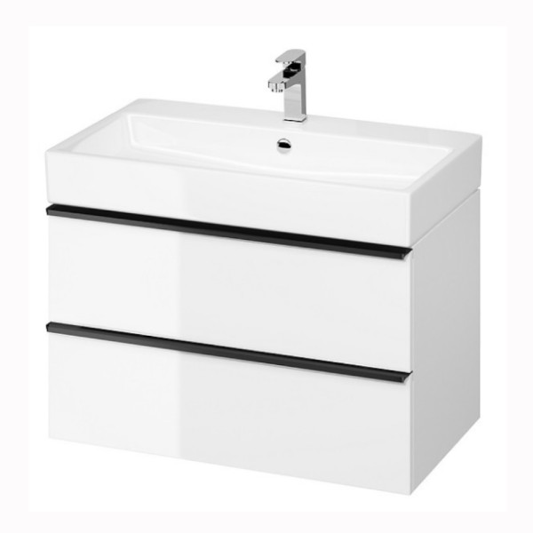 Cersanit Virgo szafka podumywalkowa, czarne uchwyty 80 cm biała