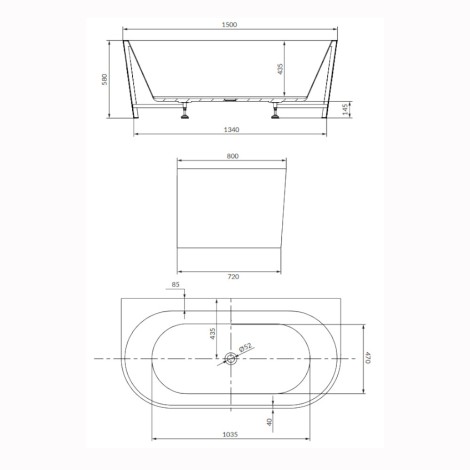Cersanit Crea wanna wolnostojąca przyścienna 150x80 cm biała