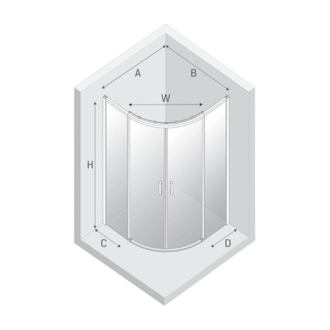 New Trendy Prime Nickel Brushed kabina prysznicowa półokrągła 90x90x200.