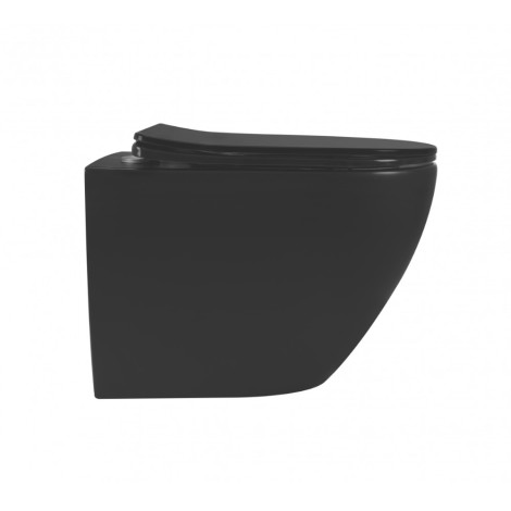 Rea Carlo mini miska WC wisząca bezkołnierzowa z deską wolnoopadającą Black Matt
