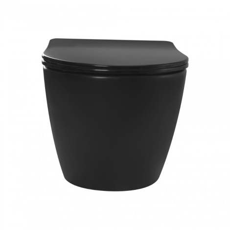Rea Carlo mini miska WC wisząca bezkołnierzowa z deską wolnoopadającą Black Matt
