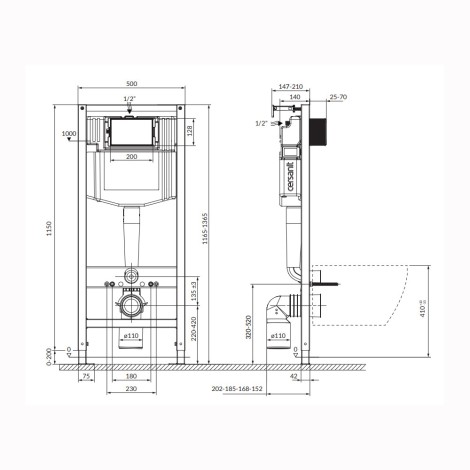 Cersanit zestaw stelaż podtynkowy aqua 50 Mech + miska zawieszana Crea z deską wolnoopadającą