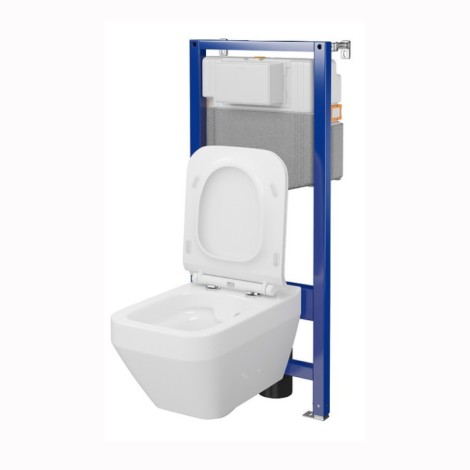 Cersanit zestaw stelaż podtynkowy Aqua 50 PNEU QF + miska zawieszana Crea z deską wolnoopadającą