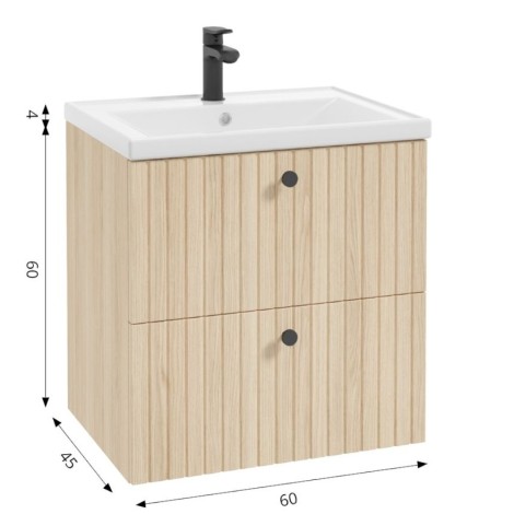 Defra Rietti D60 szafka pod umywalkę z szufladami dąb jasny 60cm