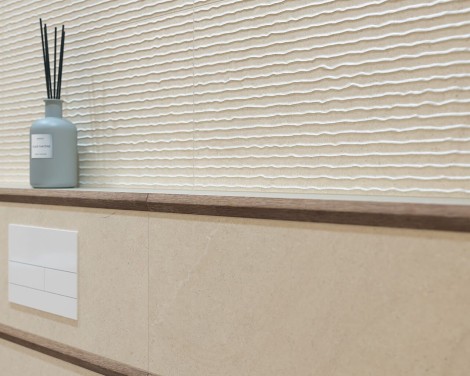 Paradyż Sunlight sand crema struktura A płytka ścienna 30x60 - aranżacja.