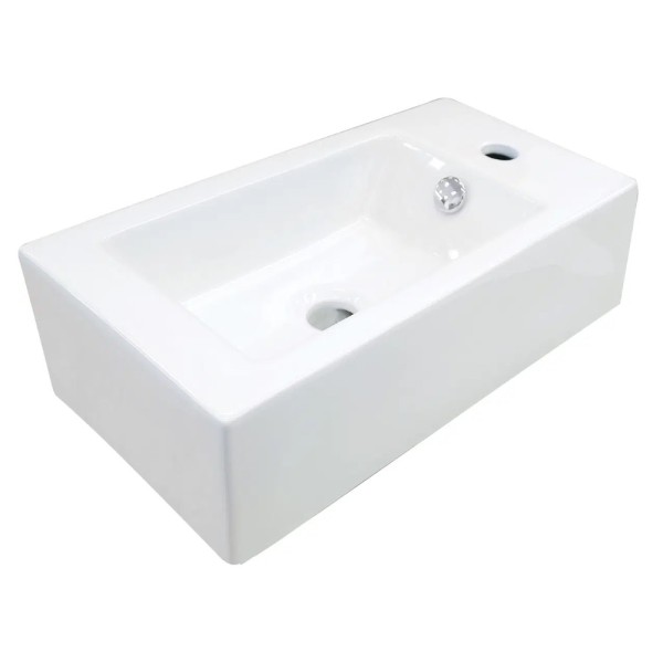 Deante Square umywalka ceramiczna nablatowa prawa biały 50,5x25,5cm