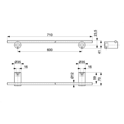 Kfa Moza wieszak łazienkowy 60cm inox