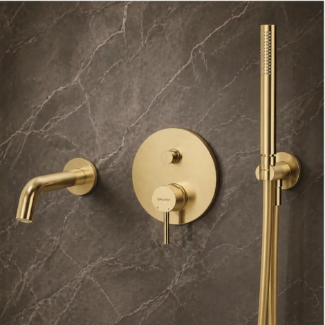 Valvex Cannoli zestaw wannowo-prysznicowy podtynkowy brushed gold