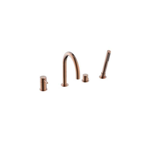 Valvex Cannoli bateria wannowa 4-otworowa stojąca satin copper