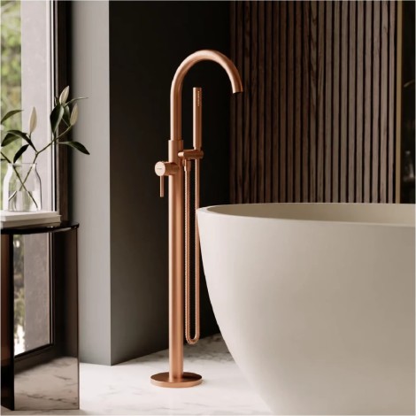 Valvex Cannoli bateria wannowa wolnostojąca satin copper