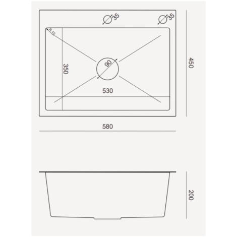 QUADRON LUKE 110 Workstation zlewozmywak stalowy, jednokomorowy, wpuszczany,58x45 stal szlachetna +