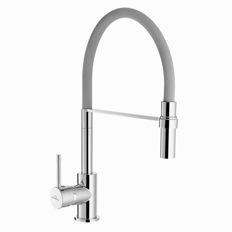 Invena Kameleon bateria zlewozmywakowa elastyczna wylewka szara-chrom