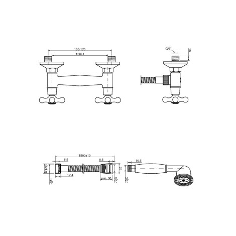 Invena Roma bateria natryskowa chrom-rys tech 